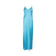 Zebra Satin Slip Jurk Lichtblauw MC2 Saint Barth , Blue , Dames