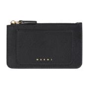 Saffiano lederen kaarthouder Marni , Black , Dames