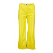 Flared Faux Leather Pants Msgm , Yellow , Dames
