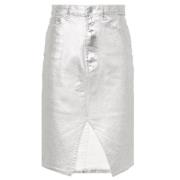 Metallic Coated Mini Rok 3X1 , Gray , Dames