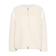 Witte Faux-Fur Jas met lintdetails Max Mara , White , Dames