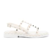 Wit Goud Cage Sandalen Valentino , White , Dames