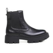 Zwarte Leren Chelsea Boots met Metalen Applicaties ASH , Black , Dames