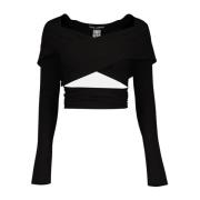 Bardot Top Skinny Lange Mouw Dolce & Gabbana , Black , Dames