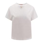 Wit Crew-Neck T-Shirt Valentino , White , Dames