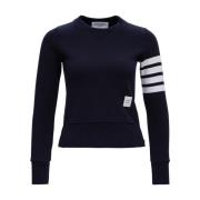 Blauwe Crew Neck Sweatshirt met 4bar Print Thom Browne , Blue , Dames