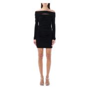 Elegant Draped Dress REV , Black , Dames