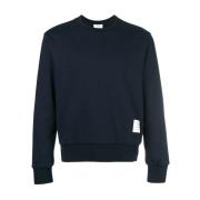 Navy Crew Neck Sweater met Tricolor Stripes Thom Browne , Blue , Heren