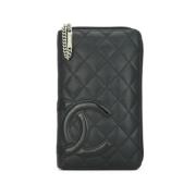 Pre-owned Leather wallets Chanel Vintage , Black , Dames