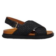 Fussbet sandals leather and raffia-effect fabric Marni , Black , Dames