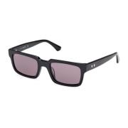 Heren Zonnebril Vierkant Zwart Glanzend WEB Eyewear , Black , Heren