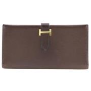 Pre-owned Leather wallets Hermès Vintage , Brown , Dames