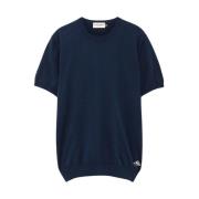 Katoenen Gebreid T-Shirt 4 Seizoen Roy Roger's , Blue , Heren