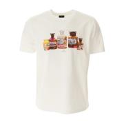 Fles Print Wit Crew Neck T-shirt PS By Paul Smith , Beige , Heren