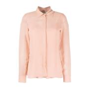 Poederroze Zijden Semi-Transparante Overhemd Max Mara , Pink , Dames