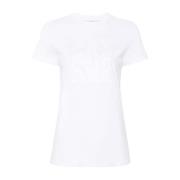 Witte Katoenen Jersey Top met Geborduurd Logo Max Mara , White , Dames