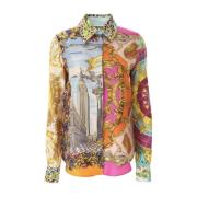 Twill Foulard Print Overhemd Moschino , Multicolor , Dames