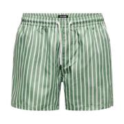 Gestreepte Zwembroek Hedge Green Only & Sons , Green , Heren