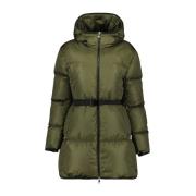 Gewatteerde jas met capuchon en riem Moncler , Green , Dames