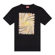 T-shirt with zebra-camo optical logo print Diesel , Black , Heren