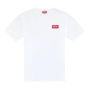 T-shirt with logo patch Diesel , White , Heren