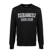 Zwarte Heren Sweatshirt Pullover Dsquared2 , Black , Heren