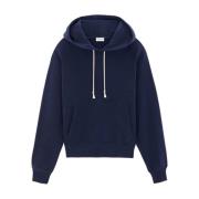 Blauwe Katoenen Hoodie met Logo Borduursel Saint Laurent , Blue , Here...