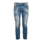 Korte Denim Jeans met Schuurplekken Entre amis , Blue , Heren