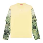 Layered T-shirt with graphic sleeves Diesel , Yellow , Heren