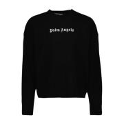 Logo Ronde Hals Lange Mouw Sweater Palm Angels , Black , Heren