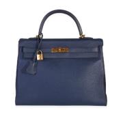 Pre-owned Leather handbags Hermès Vintage , Blue , Dames