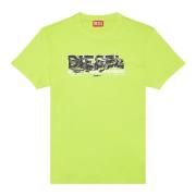 T-shirt with glitchy logo Diesel , Green , Heren