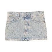 Denim Jacquard Mini Rok Acne Studios , Blue , Dames