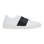 Witte Leren Sneakers met Zwarte Accenten Valentino Garavani , White , ...