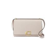 Leather shoulder-bags Coach , Beige , Dames