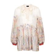 Zijden Blouse met Grafische Print Etro , Multicolor , Dames