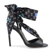 Zijden Bedrukte Stiletto Hak Schoen Dee Ocleppo , Black , Dames