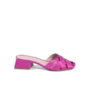 Elegante Satijnen Blokhak Sandalen Dee Ocleppo , Pink , Dames