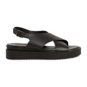 Zwarte Casual Open Platte Sandalen Tamaris , Black , Dames