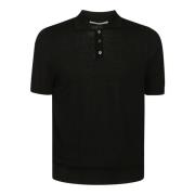 Zwarte Polo Shirt met Knopen en Kraag Hindustrie , Black , Heren