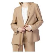 Beige Reverskraag Blazer Lente/Zomer Sandro Ferrone , Beige , Dames