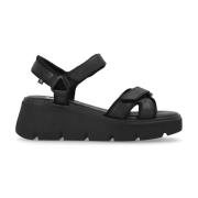 Zwarte Casual Platte Sandalen Vrouwen Rieker , Black , Dames