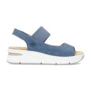 Blauwe Casual Open Platte Sandalen Rieker , Blue , Dames