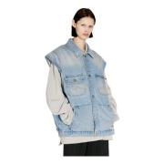 Denim Gilet met Zakken Martine Rose , Blue , Heren