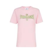 Roze katoenen T-shirt met Ferragni Stretch Print Chiara Ferragni Colle...