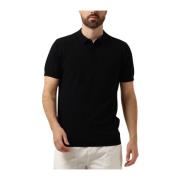 Gebreide Polo met Borstprint Pure Path , Black , Heren