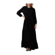 Zwarte Maxi Jurk voor Elegante Gelegenheden Lollys Laundry , Black , D...