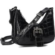 Zwarte leren schoudertas Palma Buckle Texas Núnoo , Black , Dames