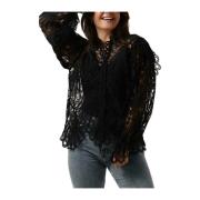 Zwarte Kant Blouse Copenhagen Muse , Black , Dames