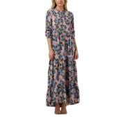 Blauwe Maxi Jurk voor Vrouwen Lollys Laundry , Multicolor , Dames